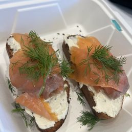 Lox herbed goat cheese and dill toast