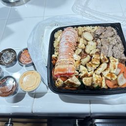 Filet Mignon, Scallop, and Lobster Plate and added chicken as extra! It's pretty Bomb! Filet Mignon, Scallop, and Lobster Plate and added chicken as extra! It's pretty Bomb!