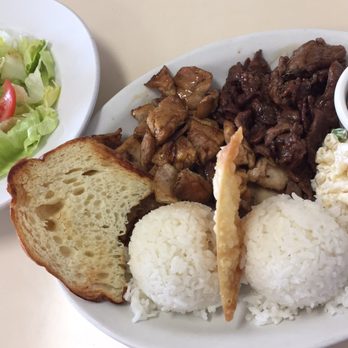 The Beach Hut - The Grinder Combo Plate... Teriyaki Chicken, Steak, 2 scoops of rice, mac salad, sweet bread, and a side salad - Hawaiian Near Me - Torrance, California The Beach Hut - The Grinder Combo Plate... Teriyaki Chicken, Steak, 2 scoops of rice, mac salad, sweet bread, and a side salad - Hawaiian Near Me - Torrance, California