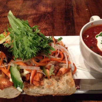 Burgoo Bistro - 3/22/15. Sockeye salmon banh mi + Borscht - Comfort Food Near Me - North Vancouver, British Columbia Burgoo Bistro - 3/22/15. Sockeye salmon banh mi + Borscht - Comfort Food Near Me - North Vancouver, British Columbia