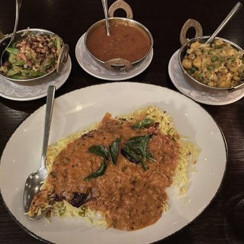 Rasika - Red Snapper Polichattu, Asparagus Cashew Poriyal (left), Dal Makhani (middle), Gobhi Mattar (right) - Indian Near Me - Washington, DC, District of Columbia Rasika - Red Snapper Polichattu, Asparagus Cashew Poriyal (left), Dal Makhani (middle), Gobhi Mattar (right) - Indian Near Me - Washington, DC, District of Columbia