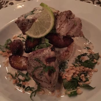 La Copa Llena - Fish of the day (black fin tuna) in green curry with a crispy rice cake. - Puerto Rican Near Me - Rincón, Puerto Rico La Copa Llena - Fish of the day (black fin tuna) in green curry with a crispy rice cake. - Puerto Rican Near Me - Rincón, Puerto Rico