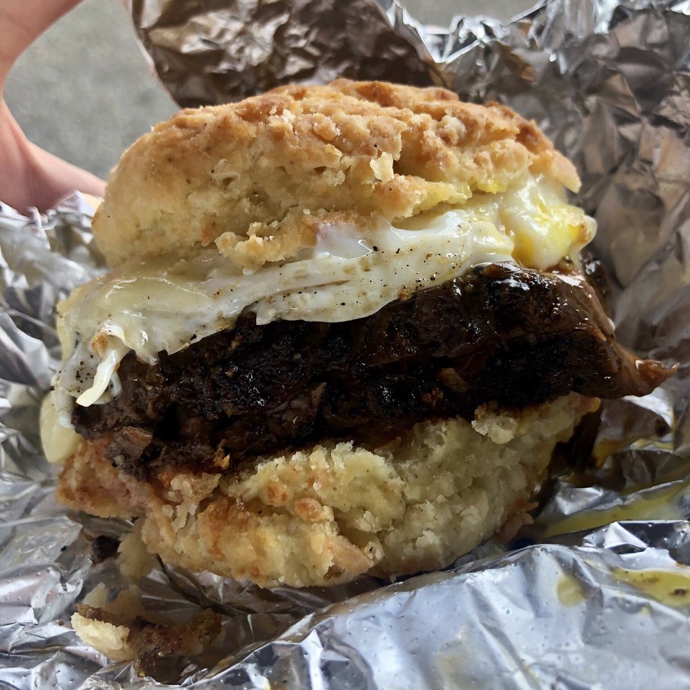 Blacksauce Kitchen - Bavette, egg and cheese biscuit sandwich - Caribbean Near Me - Baltimore, Maryland Blacksauce Kitchen - Bavette, egg and cheese biscuit sandwich - Caribbean Near Me - Baltimore, Maryland