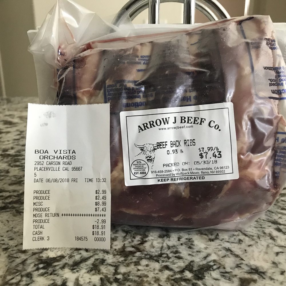 Boa Vista Orchards - 6/8/2018:  Selecting beef ribs for grilling on the barby! - Fruits & Veggies Near Me - Placerville, California