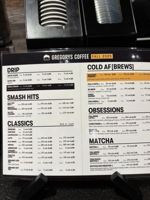Menu photo 1 Gregorys Coffee New York, NY Menu photo 1 Gregorys Coffee New York, NY
