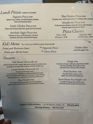 Menu photo 7 Fugazzis Visalia, CA