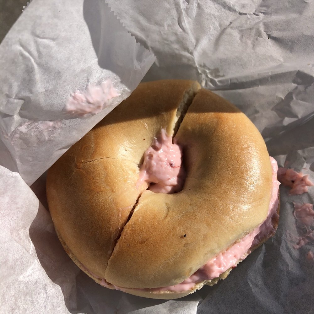 Levy's Bagels - Plain bagel toasted with strawberry cream cheese - Bagels Near Me - Alameda, California Levy's Bagels - Plain bagel toasted with strawberry cream cheese - Bagels Near Me - Alameda, California