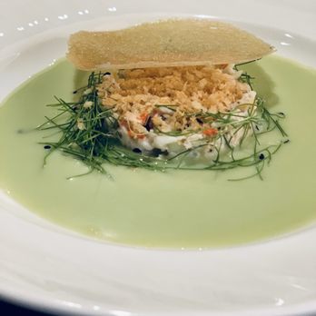 Mugen - Red Sea Crab Yuzu Kosho Aioli. Edamame Coulis. Black Sesame Tuile. - New American Near Me - Honolulu, Hawaii Mugen - Red Sea Crab Yuzu Kosho Aioli. Edamame Coulis. Black Sesame Tuile. - New American Near Me - Honolulu, Hawaii