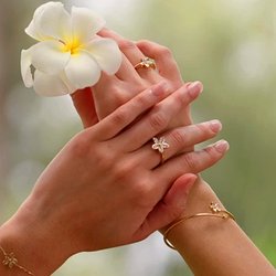 Honolulu Jewelry Company - Our award winning Kaimana plumeria in ring and bracelet designs.