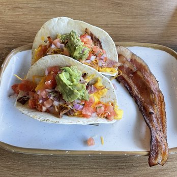 Brunches - Breakfast tacos with a side of bacon - Breakfast & Brunch Near Me - Carolina Beach, North Carolina Brunches - Breakfast tacos with a side of bacon - Breakfast & Brunch Near Me - Carolina Beach, North Carolina