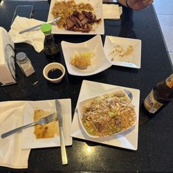 Golden Hills - Fried rice and ribs combo, dumplings and fried rice with steak bowl