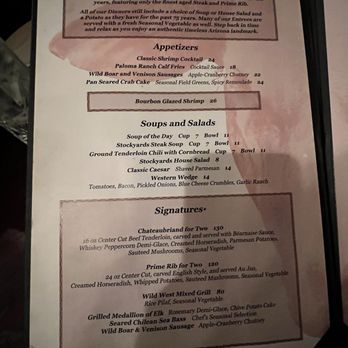 Stockyards Restaurant - Appetizers and starters side of menu. Extremely limited appetizers option that was mainly seafood centric and not shellfish allergy friendly - Steakhouses Near Me - Phoenix, Arizona Stockyards Restaurant - Appetizers and starters side of menu. Extremely limited appetizers option that was mainly seafood centric and not shellfish allergy friendly - Steakhouses Near Me - Phoenix, Arizona