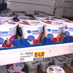 Carbmaster strawberry yogurt 10 for four dollars. $.40 each