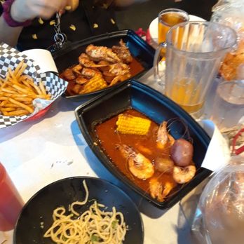 Crab Boil & Things - Crab, garlic noodles and what's left of our pitcher. Lol - Cajun/Creole Near Me - Concord, California