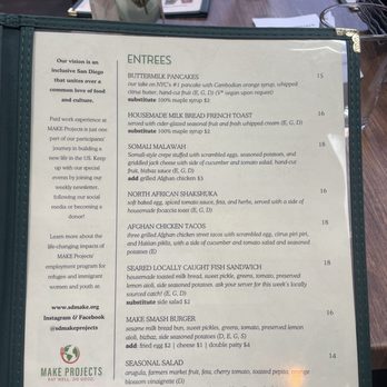 MAKE Cafe - Menu - Breakfast & Brunch Near Me - San Diego, California