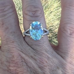 Updated blue topaz/white gold ring