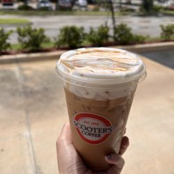 Salted caramel & raspberry chai with salted caramel cold foam