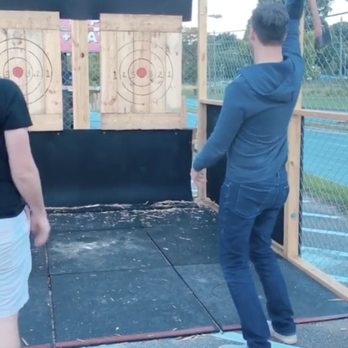 The Flying Hatchet - Screenshot from my insta stories of hubby's first throw - Axe Throwing Near Me The Flying Hatchet - Screenshot from my insta stories of hubby's first throw - Axe Throwing Near Me