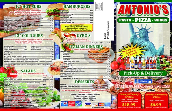 Menu photo 1 Antonio's Pizza Port Saint Lucie, FL Menu photo 1 Antonio's Pizza Port Saint Lucie, FL