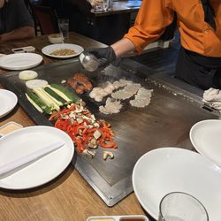 Lobster, shrimp, scallops, veggies