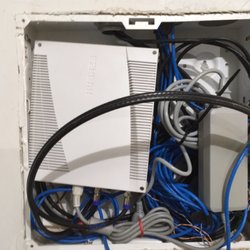 Frank's Satellite Services - HughesNet modem and power supply stuffed in wall junction box and sealed up. DO NOT USE THIS COMPANY!!!