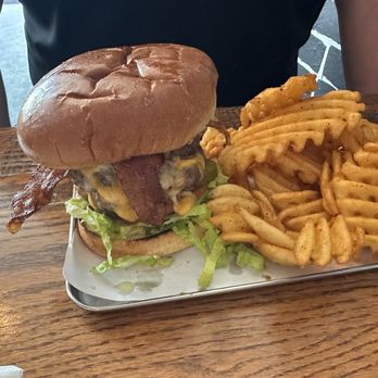 The General Public - The double patty burger with cheese and bacon- good and huge! - Salad Near Me - Suffolk, Virginia The General Public - The double patty burger with cheese and bacon- good and huge! - Salad Near Me - Suffolk, Virginia