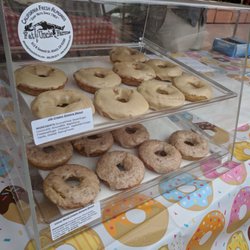 Fat Uncle Farms - Vegan DTLA DONUT FEST union station maple cream sonoma and cinna-mond (cinnamon almond) (horchata churro) cream Sonoma donuts
