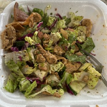 Shawarma Plus - Fattoush salad w/chicken shawarma  .... The best in town - Mediterranean Near Me - Ypsilanti, Michigan