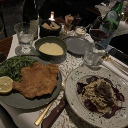 Tartufo Fettuccini and Veal Milanese with polenta