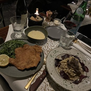 Monteverdi - Tartufo Fettuccini and Veal Milanese with polenta - Italian Near Me - Paris, 75
