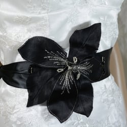 Bridal by Natalie - Black Pure Silk Flower Sash