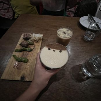 Toro Kitchen + Bar - Espresso martini, carajillo, and solomillo (half eaten, whoops). - Tapas Bars Near Me - San Antonio, Texas Toro Kitchen + Bar - Espresso martini, carajillo, and solomillo (half eaten, whoops). - Tapas Bars Near Me - San Antonio, Texas
