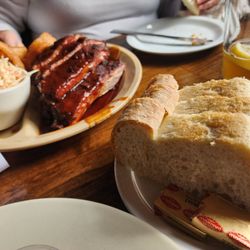 Back Porch Bar & Grill - Ribs plate with coleslaw and onion rings, comes with 2 slices of bread