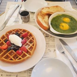 Green shakshuka and rose waffles Green shakshuka and rose waffles