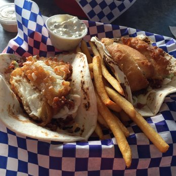 Olivers Fish & Chips - Southwest Style Fish Tacos with bacon and halibut instead of cod with some dill tartar on the side for dipping fries in! - Fish & Chips Near Me - Graham, Washington