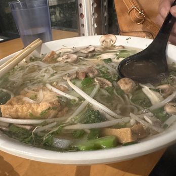 123 Pho - Pho with skinny noodles, chicken, mushrooms & Tofu, & mixed veggies. Beef & chicken broth. So yummy. - Vietnamese Near Me - Torrance, California