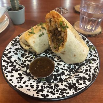 Penelope's Vegan Taqueria - Burrito (Soy chorizo with potatoes, beans, rice, spicy pico de Gallo and salsa) - Vegan Near Me - Chicago, Illinois Penelope's Vegan Taqueria - Burrito (Soy chorizo with potatoes, beans, rice, spicy pico de Gallo and salsa) - Vegan Near Me - Chicago, Illinois