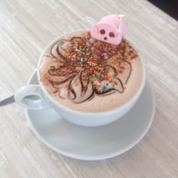 Cirrus Cafe - Kid's hot chocolate... Fluffy also comes with the rabbit marshmallow.
