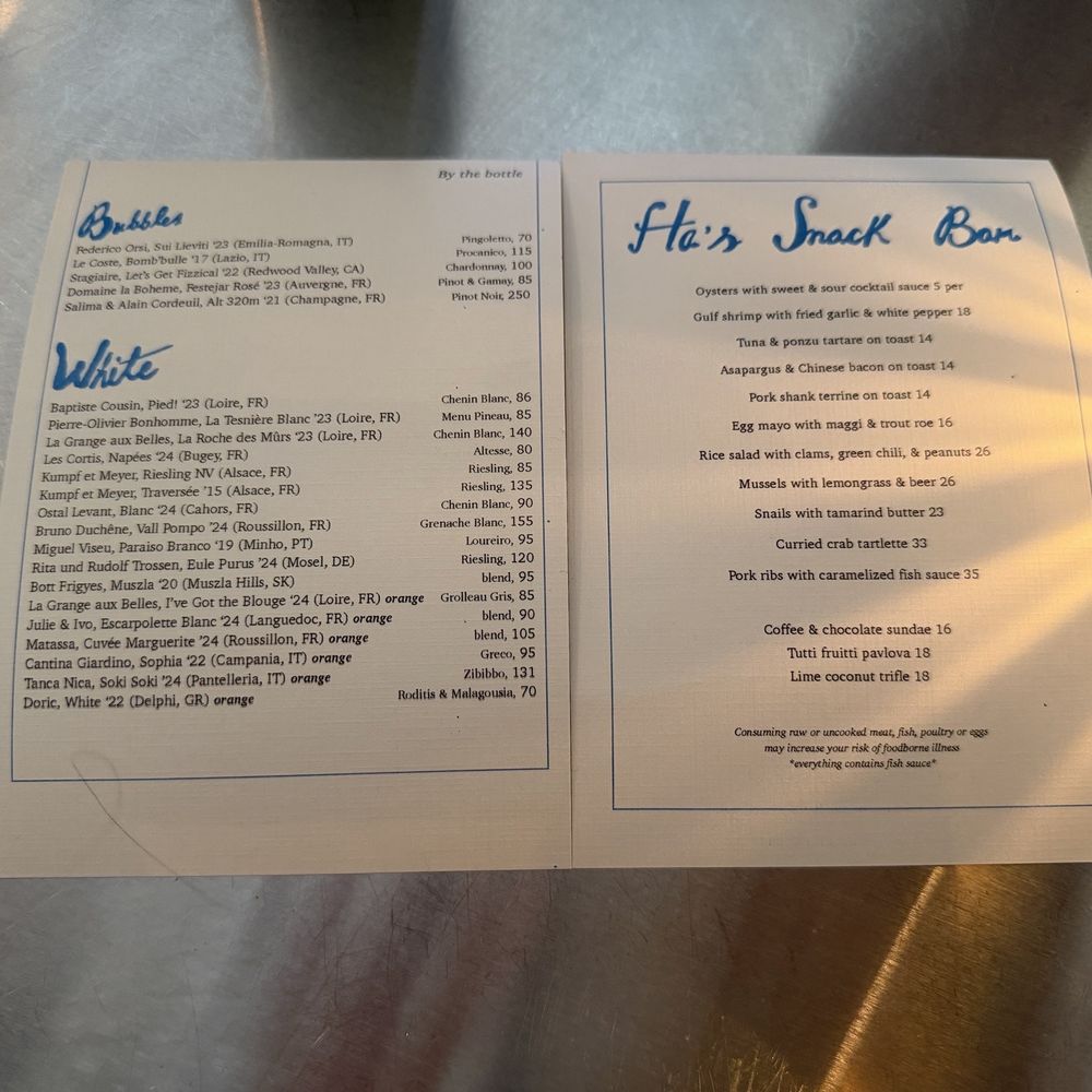 Ha's Snack Bar - Menu - French Near Me - New York, New York Ha's Snack Bar - Menu - French Near Me - New York, New York