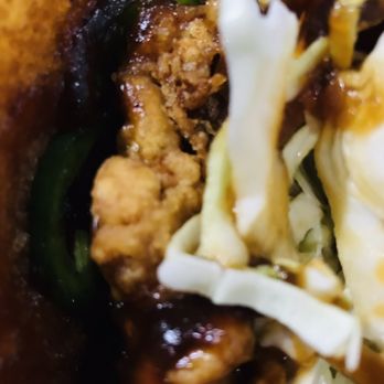Okamoto Kitchen - Close up of Nom Bomb Burger - Food Trucks Near Me - Los Angeles, California Okamoto Kitchen - Close up of Nom Bomb Burger - Food Trucks Near Me - Los Angeles, California