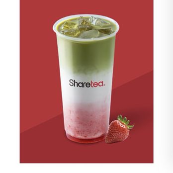 Sharetea - How the strawberry Matcha w/ Fresh Milk looks on website - Coffee & Tea Near Me - San Ramon, California
