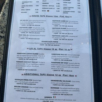 The Lighthouse Pub - Menu - Pubs Near Me - Sechelt, British Columbia