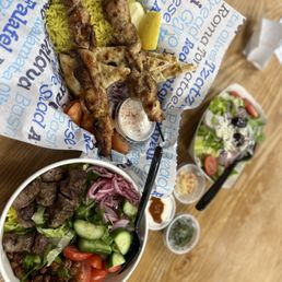 Chicken Souvlaki Pita + Mediterranean Bowl Chicken Souvlaki Pita + Mediterranean Bowl