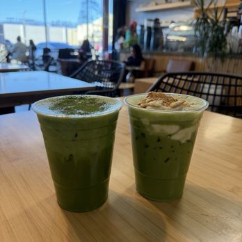 Nine Eight Five Coffee - Left: Kyoto Bliss. Right: The San Banana - Coffee & Tea Near Me - San Bernardino, California Nine Eight Five Coffee - Left: Kyoto Bliss. Right: The San Banana - Coffee & Tea Near Me - San Bernardino, California
