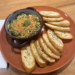 Snakes & Lattes Annex - Spinach and Artichoke Dip with Crostini