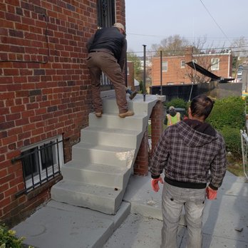 Green Future Construction - The team making quick work of taking out our old stairs. - Landscaping Near Me - Elkrdige, Maryland