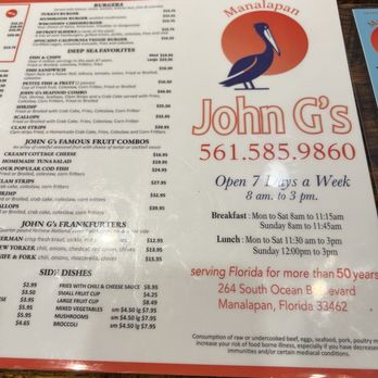 John G's Restaurant - Menu original - Breakfast & Brunch Near Me - Manalapan, Florida John G's Restaurant - Menu original - Breakfast & Brunch Near Me - Manalapan, Florida