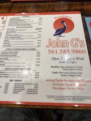 Menu photo 4 John G's Restaurant Manalapan, FL Menu photo 4 John G's Restaurant Manalapan, FL