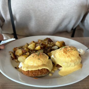 Mikayla's Cafe - Crab Cakes Benedict - American Near Me - Santa Clara, California Mikayla's Cafe - Crab Cakes Benedict - American Near Me - Santa Clara, California
