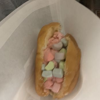 Novel Ice Cream - Donut with strawberry ice cream and lucky charm marshmallows - Desserts Near Me - Phoenix, Arizona